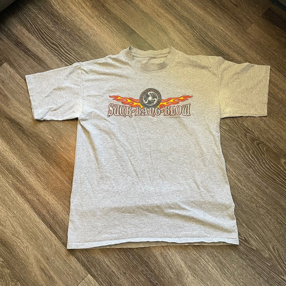 VTG Suck Bang‎ Blow Murrells Biker Bar T-Shirt XL Flames Eagle Single Stitch